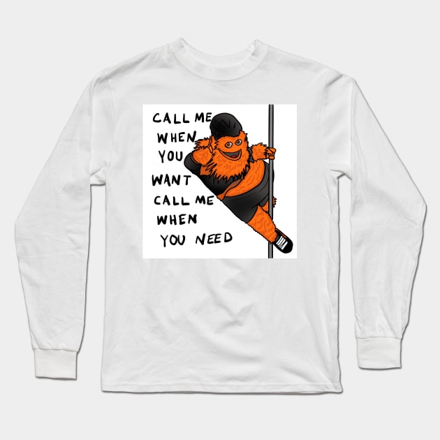 Gritty Call Me When You Want Pole Dance Long Sleeve T-Shirt by JamieWetzel